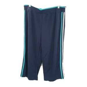 Made for life wide leg capri athletic pants womens plus size 1x blue stripe